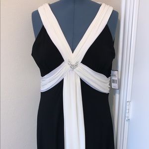 Black and white evening dress